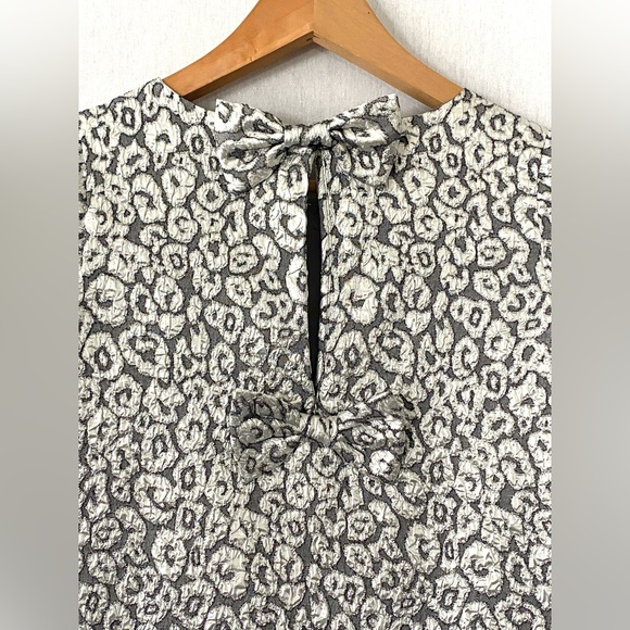 Crewcuts Silver Metallic Dress with Leopard Patterns and Bow on Back - Picture 4 of 5